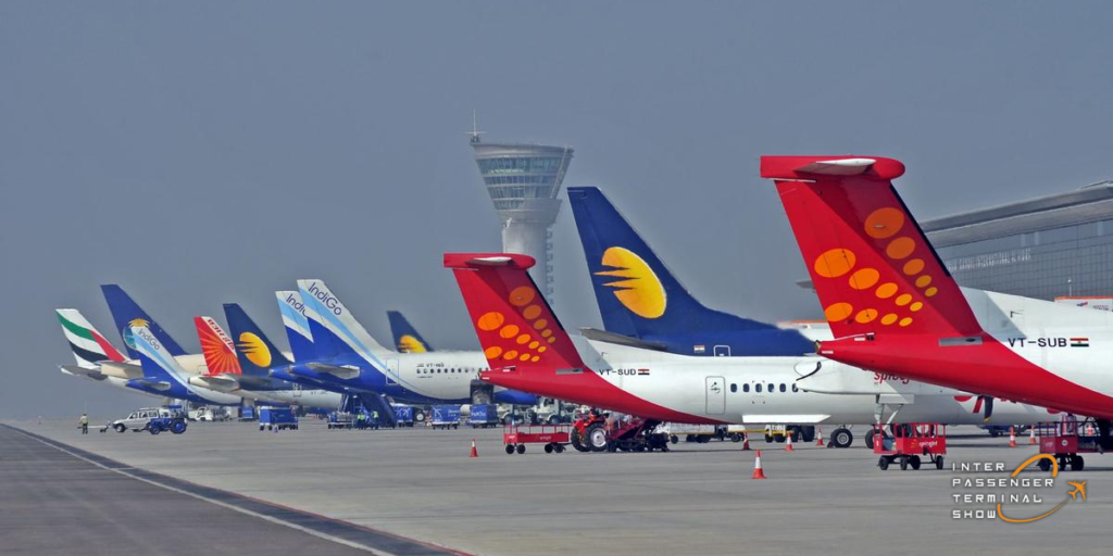 Aerial view of Hyderabad's Rajiv Gandhi International Airport showcasing passenger growth and infrastructure.